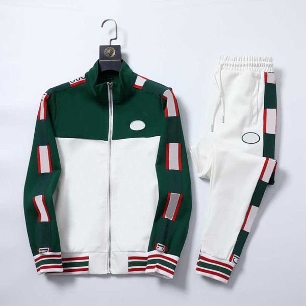 

high version baseball jacket suit mens sports set designer tracksuits embroidered panelled pants zip jacket cotton trousers men women two pi, Gray