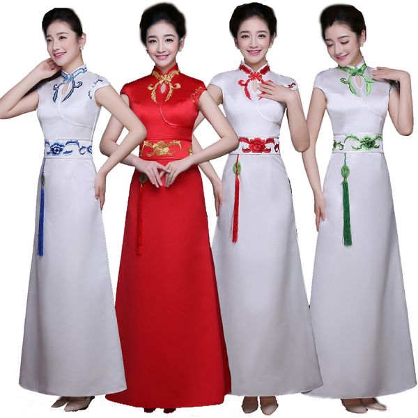 

urban dresses long cheongsam gown fashion chinese style dress womens summer qipao slim party dresses lady elegant banquet vestido, White;black