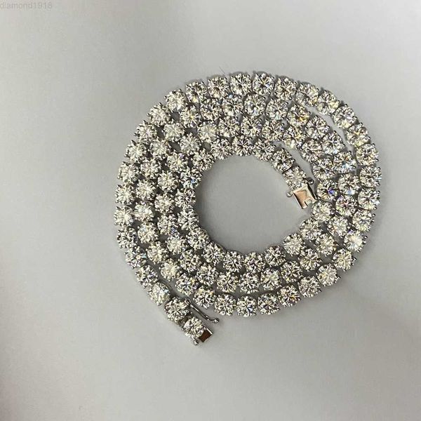 

hq gems 20 inch 5mm silver moissanite tennis chain 5mm men pip hop necklace