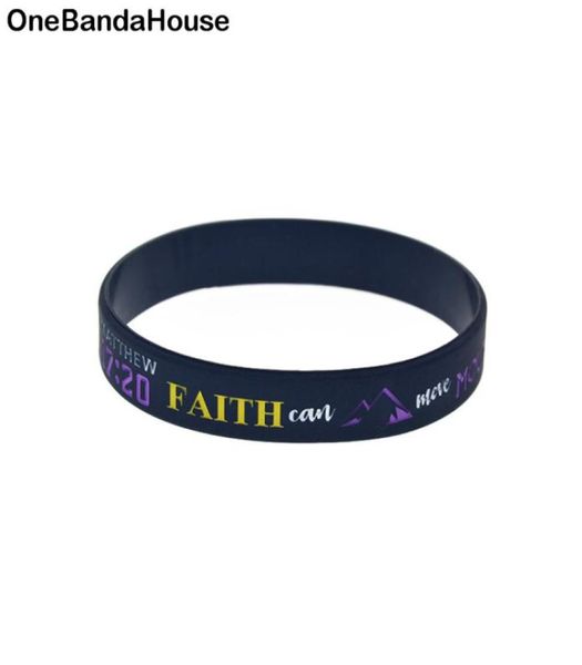 

100pcs jesus silicone rubber bracelet debossed filled in color matthew 1720 faith can move mountains3547683, Black