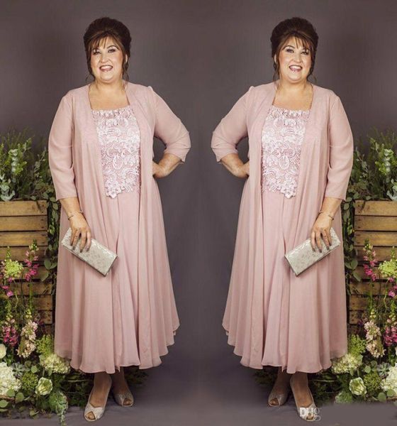 

plus size mother of the bride dresses with jacket chiffon a line lace evening gowns knee length wedding guest dress 3291092, Black;red