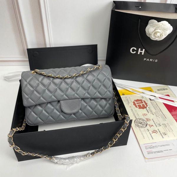 

designer bag shoulder bags classics flap luxury handbags totes handbag gold silver chain leather double letter solid color diamond lattice p