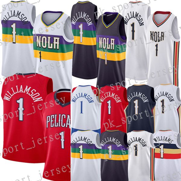 

zion 1 williamson basketball jersey brandon 14 ingram cj 3 mccollum uniform nola city statement jerseys, Black;red