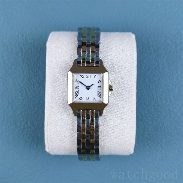 

panthere moissanite watch square ladies watches full stainless steel quartz movement montres popular plated rose gold watch 22mm dh013 c23, Slivery;brown
