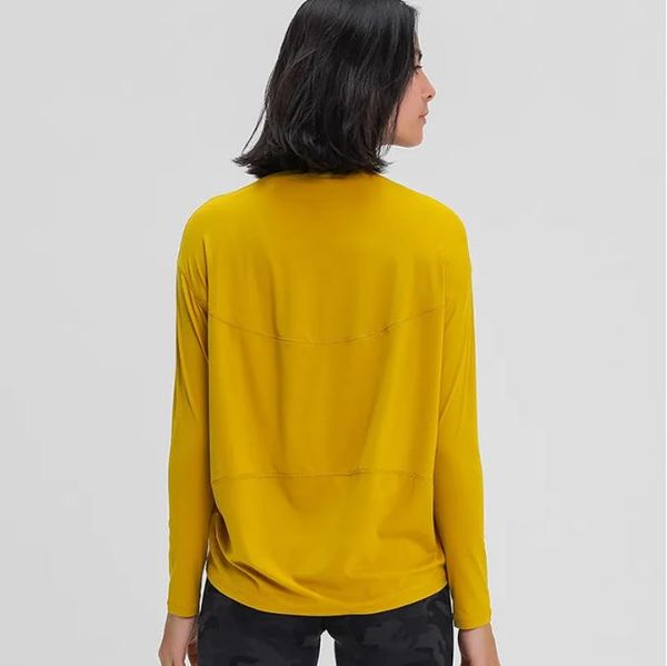 

lu 66 new long sleeve loose womens yoga dress sports training fitness shirt hip wrap long sweatshirt nude breathable autumn winter shirt fro