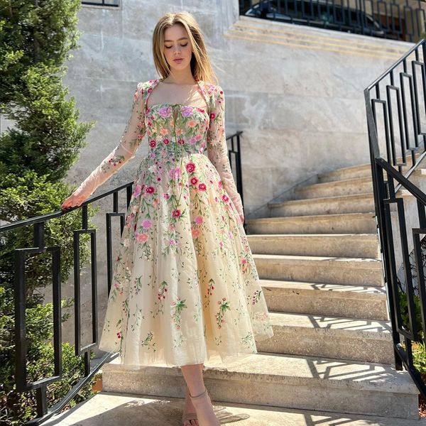 

garden embroidery short prom formal dress with jacket ankle length midi evening formal party gowns for women birthday robe de soiree custome, Black
