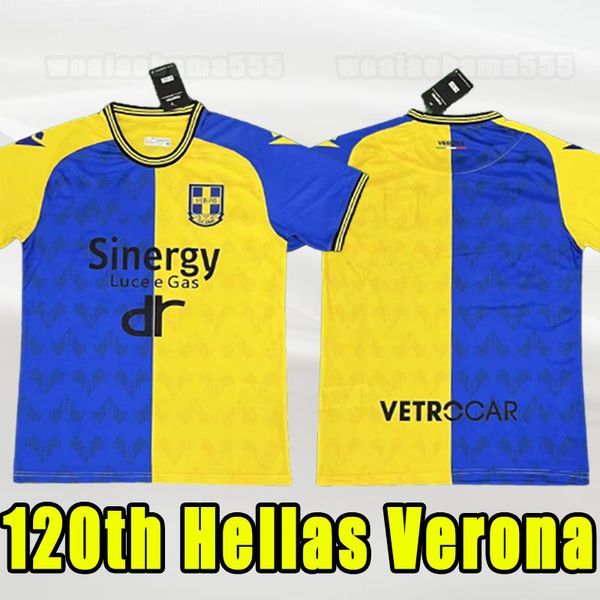 

hellas verona 23 24 soccer jerseys 2023 special 120th anniversary faraoni barak lazovic kalinic caprari ilic simeone home men football shirt, Black;yellow