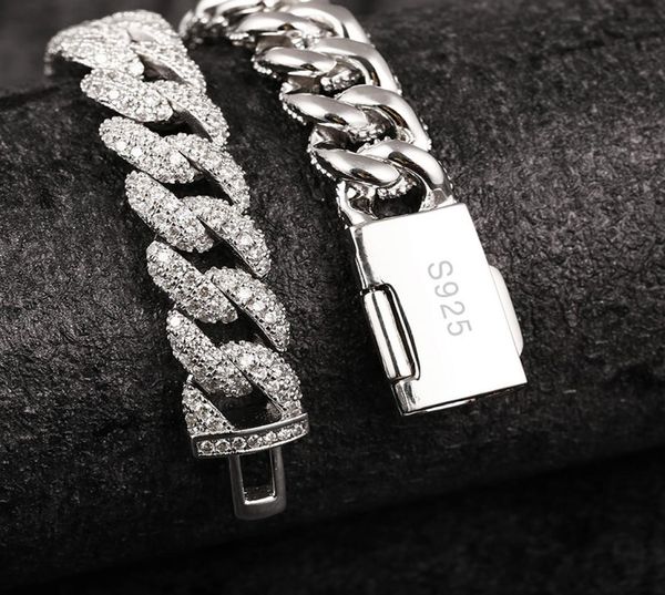 

necklaces 18 inch 925 sterling silver setting iced out moissanite diamond hip hop cuban link chain miami necklace jewelry for mens9615264
