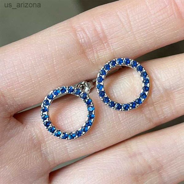 

1 pair new hollow out circle stud earrings full paved cz stone simple stylish women's earring daily collocation accessories l230620, Golden;silver