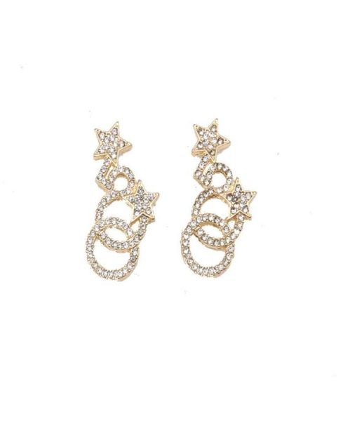 

vintage 18k gold plated luxury brand designers letters stud clip chain geometric famous women 925 silver crystal rhinestone long e8183632, Golden;silver