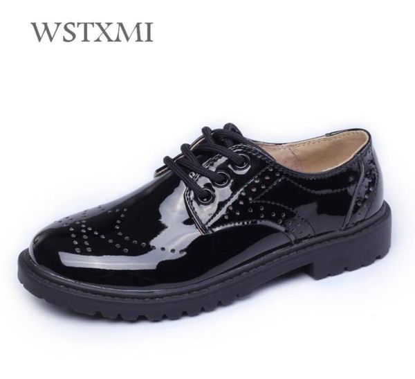 

new kids genuine leather wedding dress shoes for girls boys children black school performance formal flat loafer moccasins shoes9633483, Black;grey