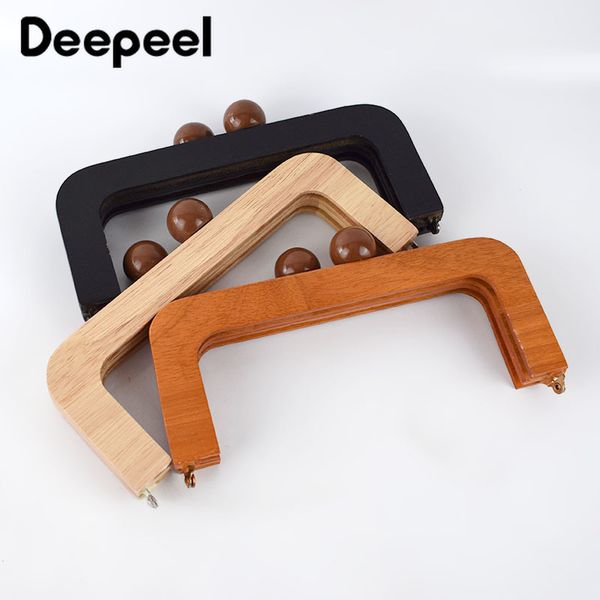 

bag parts accessories 1pc deepeel 20cm frame wood handle wooden bags clre kiss clasp purse frames lock buckles diy for handbags 230725, Black