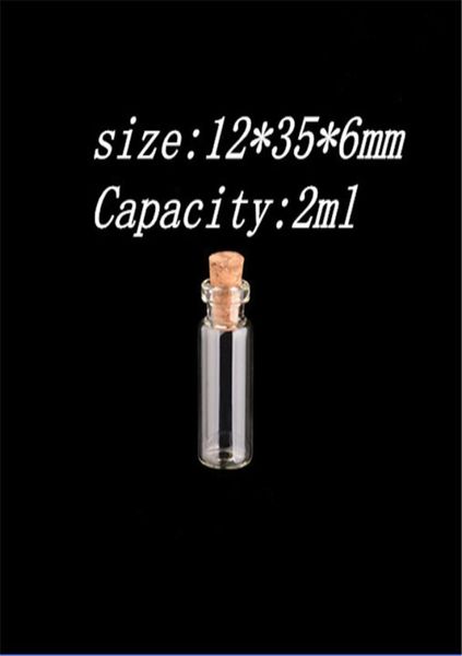 

12356mm 2ml glass bottles with cork small transparent mini empty glass vials jars 200pcslot1874115
