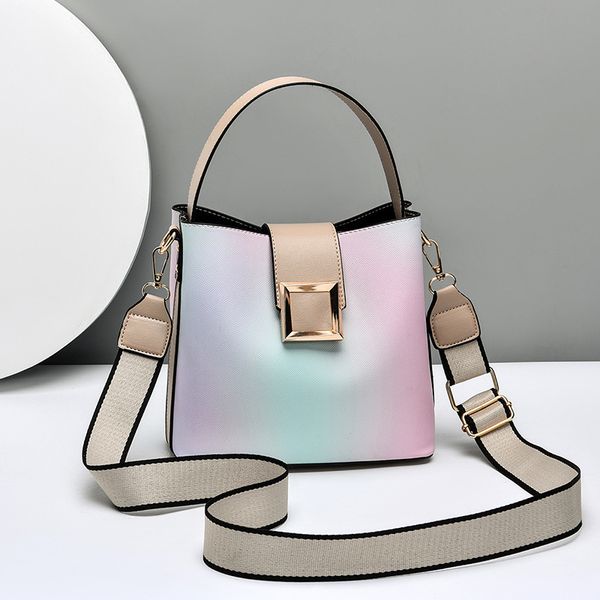 

new designer bag women's bag fashion bucket bag contrast gradient handbag broadband one shoulder crossbody bag
