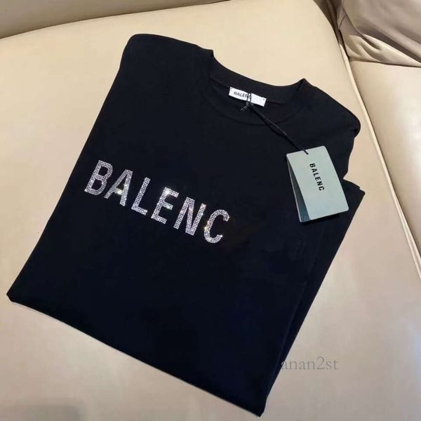 

summer mens designer t shirt s rhinestone casual man womens tees letters print short sleeves sell men hip hop clothes paris, White
