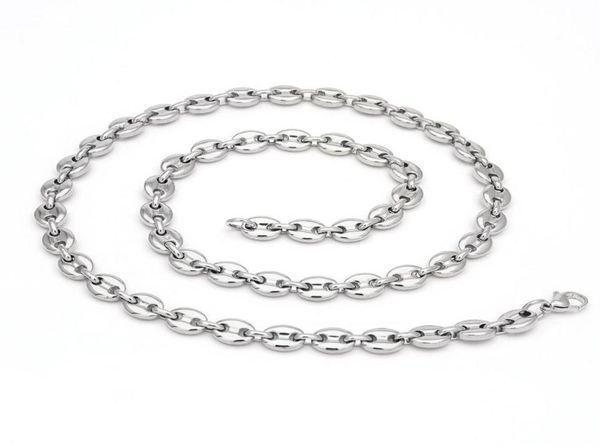 

coffee beans link chain 74mm necklace for men stainless steel rope link chain necklaces fashion hip hop men jewelry1974338, Silver