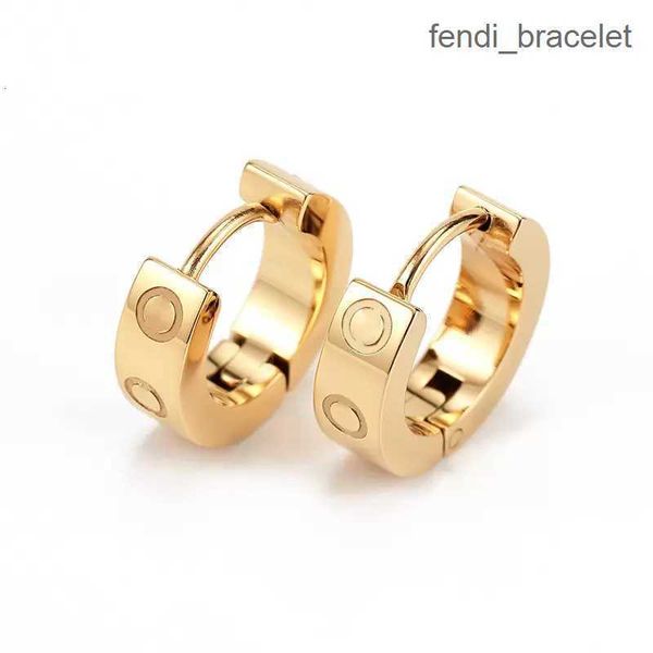 

titanium steel stud love earring for woman exquisite simple fashion c diamond ring lady earrings jewelry gift with bag, Golden;silver