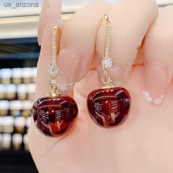 

the 2022 new red cherry earrings are stylish and earrings for women korean fashion jewelry design personalized earrings l230620, Golden;silver