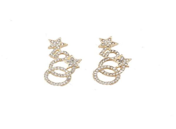 

vintage 18k gold plated luxury brand designers letters stud clip chain geometric famous women 925 silver crystal rhinestone long e6043892, Golden;silver