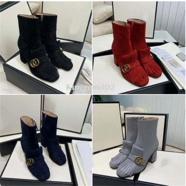 

designer boots martin boots winter boots women heel thick sole ankle boots brand rubber boots lady leather shoes, Black