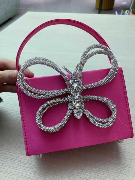 

2023 new tiktok kwai blogger same small square butterfly diamond set gift box bag one shoulder crossbody handbag