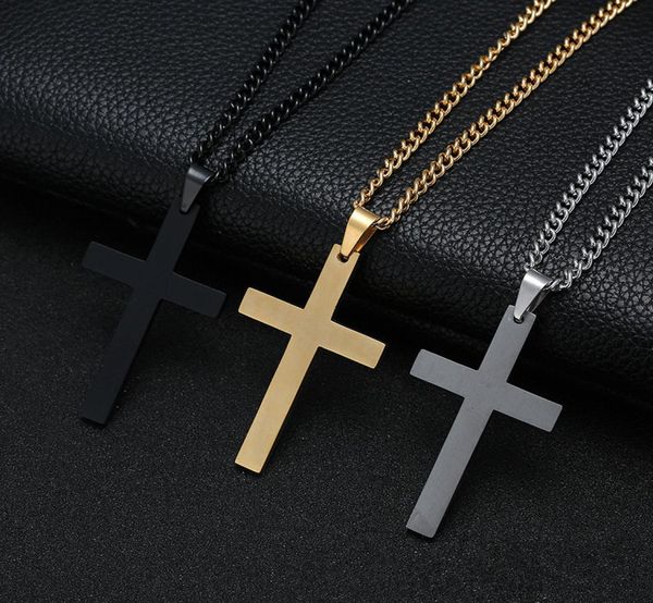 

mens stainless steel cross jewelry pendant necklaces men religion faith crucifix charm titaniumsteel chain for women fashion jewel3738667, Red;brown