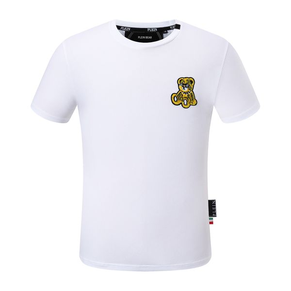 

plein bear t shirt mens designer tshirts brand clothing rhinestone pp skulls men t-shirt round neck ss skull hip hop tshirt tees 16508, White;black