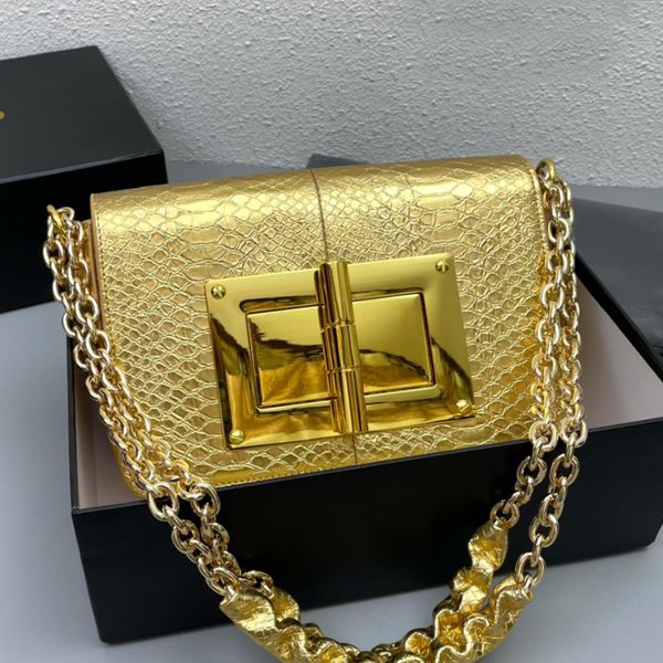 

square flap clutch bag chain crossbody bags women handbags purse fashion serpentine shoulder purse metal hardware twist buckle genuine leath