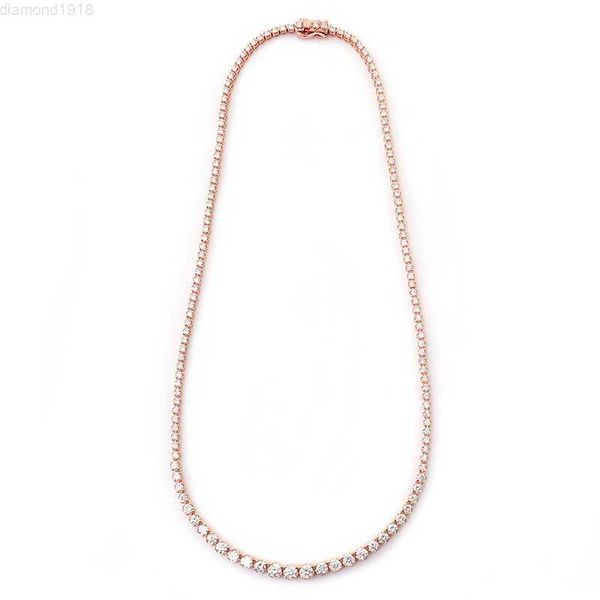 

10k rose gold tennis chain vvs moissanite diamond necklace 2-4mm iced out chain bridal tennis chain necklace hiphop jewelry, Silver