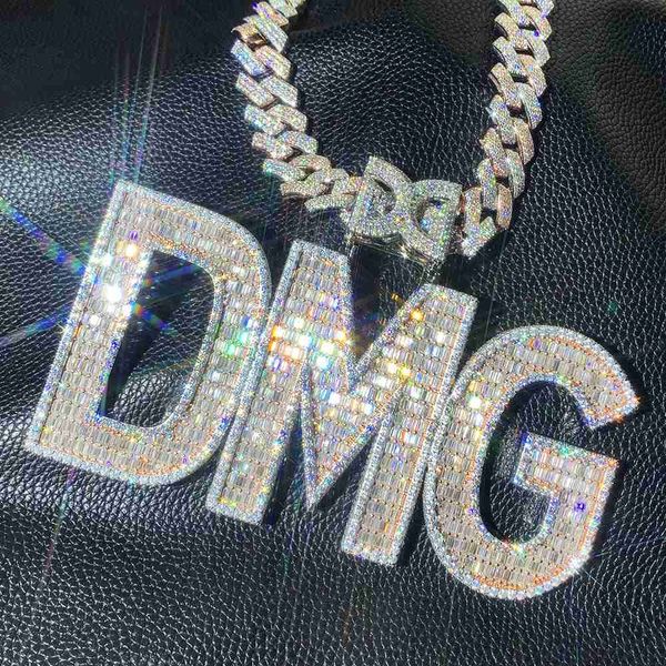

custom moissanite pendant passes diamond tester letter vvs hiphop jewelry silver 925 name chain iced out pendant necklace men