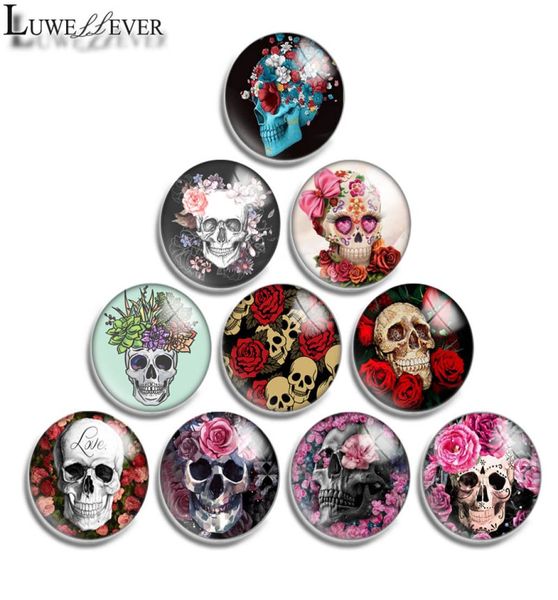 

10mm 12mm 14mm 16mm 20mm 25mm 30mm 595 rose skull round glass cabochon jewelry finding fit 18mm snap button charm bracelet necklac2329195