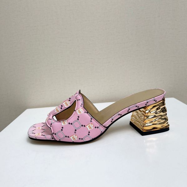 

classics luxury brand sandals designer shoes fashion slides high heels floral brocade genuine leather high-heeled women shoes sandal by 9 w3, Black