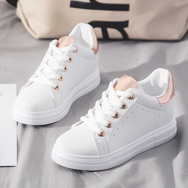 

2023 spring new high rise little white shoes women's korean thick sole casual student shoes versatile h002