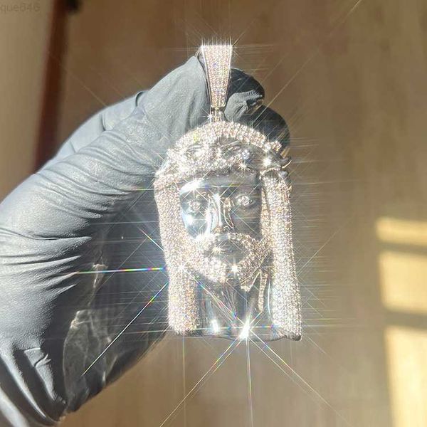 

sell 925 silver vvs moissanite diamond set jesus pendant men fashion hip hop jewelry iced out jesus pendant