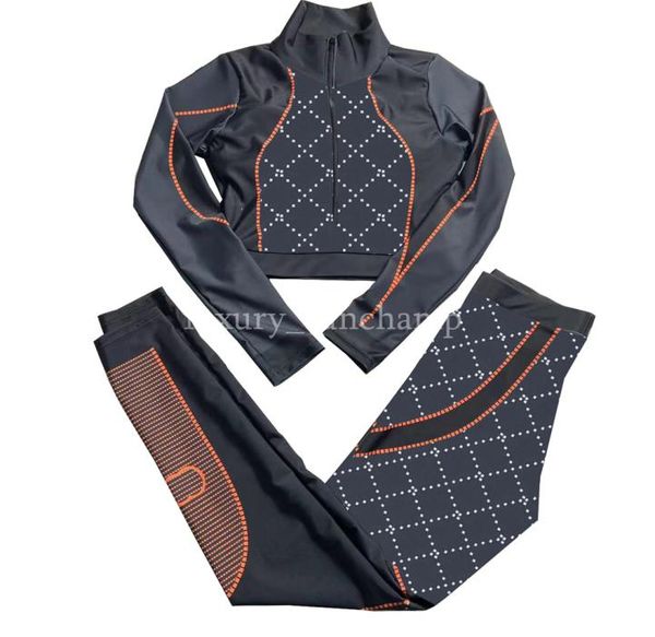 

women long sleeve outfit letter print designer tracksuit outdoor running cycling sportwear tight fitting yoga leggings7437275, White;red