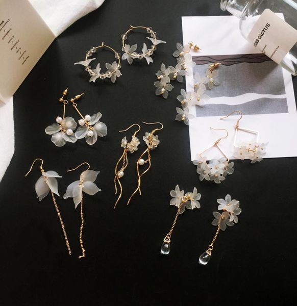 

new flower handmade bohemia boho earrings women fashion long hanging earrings crystal female wedding earings party jewelry5803537, Silver