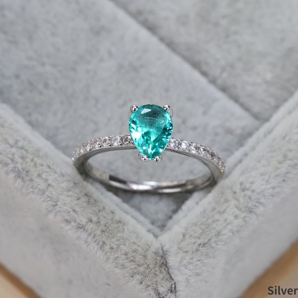 

2023 fashion new european and american s925 sterling silver luxury droplet jade diamond ring elegant personalized wedding band
