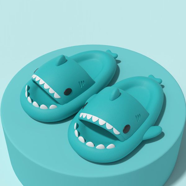 

men women shark slippers summer beach slides kids cartoon slide pink yellow blue red comfortable soft indoor outdoor platform sandals ing, Black