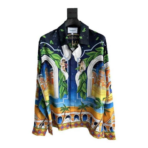 

casablanca button up shirt starry angel fantasy thin print loose shirt casual american style shirts, White;black