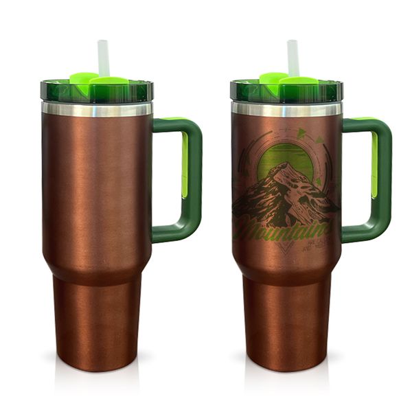 

Manufacture Sublimation 40oz Rose Gold With Handle Double Wall Vacuum Watermelon Moonshine Reusable Tumblers
