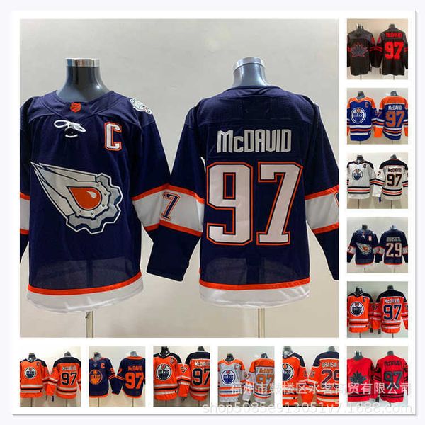 

edmonton oilmen mcdavid#97draisaitl#29a/c bid home hockey jersey oilers, Black;red