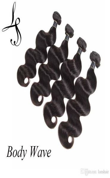 

lans brazilian peruvian body wave bundles 100 remy human hair extensions natural color 50gpcs machine double weft 6 bundle deals7909033, Black