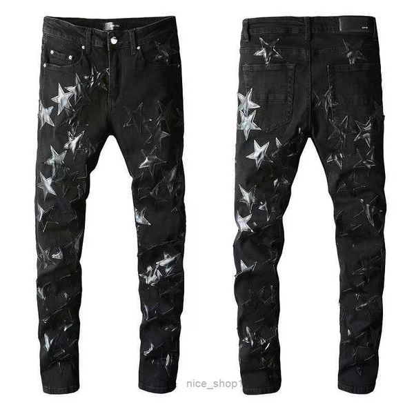 

purple a miri 2023 designer mens jeans pants ripped high street fashion brand pantalones vaqueros para hombre motorcycle embroidery trendy l, Blue