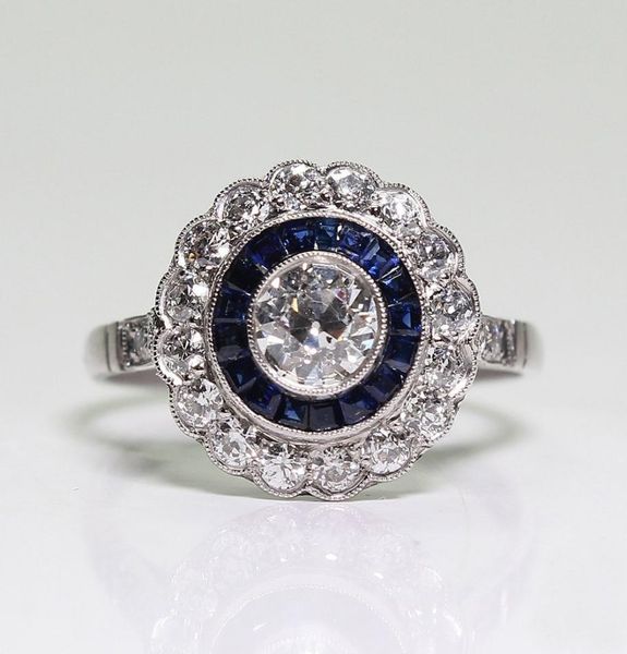 

silver plated round sapphire ring for exquisite women bride princess wedding engagement ring us size 5134357778