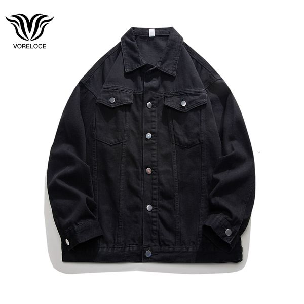 

mens jackets autumn jeans jacket men big pocket coats oversize turndown collar loose blue casual denim y2k young clothing 230725, Black;brown