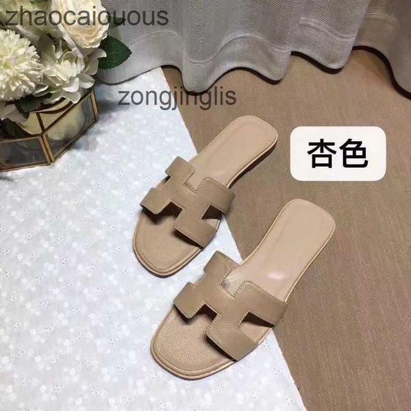 

shoes slippers h designer summer baida women's slipper bear 2023 oran sandal color matching leatflat sandals for tourism litchi pattern