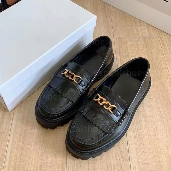 

loafers designer women dress shoes tassels chunky loafers bulky babies triomphe polished leather slip on mules casual shoe black flatform fl