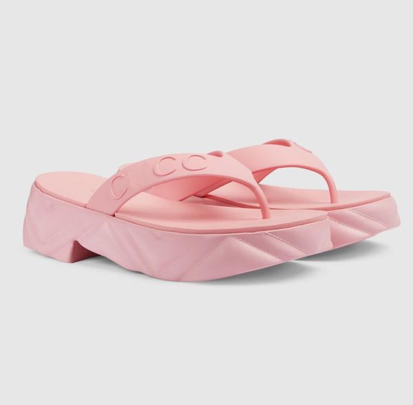 

luxury 2023s/s womens thong platform sandals shoes women wide band slides flats retro-inspired embossed strap lady flip flops elegant brand, Black