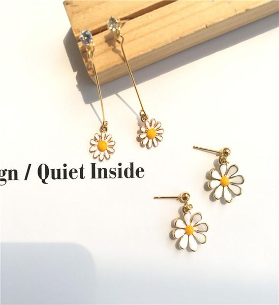 

sweet fresh daisy flower earrings korean temperament simple zirconium earrings long girl earrings2994927, Golden;silver