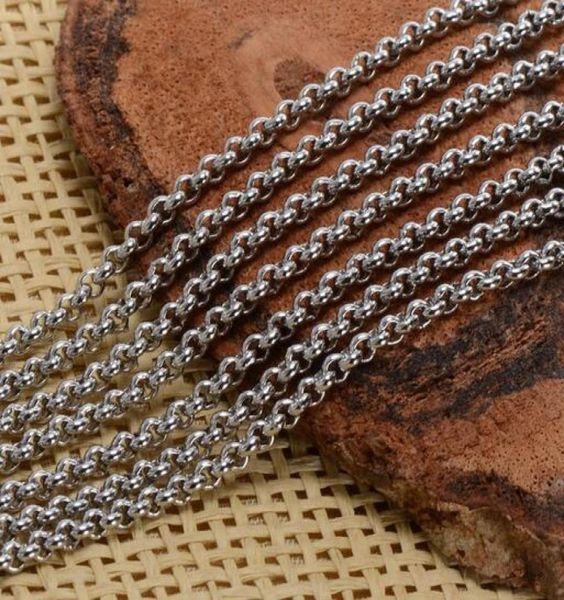 

whole in bulk 10meter lot fashion silver tone stainless steel jewelry finding round rolo chain marking 25mm3mm4mm strong4261678